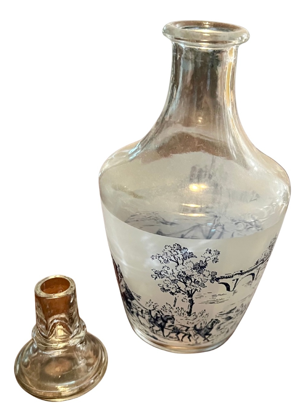 Vintage French Frosted Glass Decanter & 6 Shot Glasses Set - Picture 5 of 8